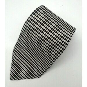 Vintage Ashford & Brooks London Silk Tie Black White Diamond Checkerboard Geomet
